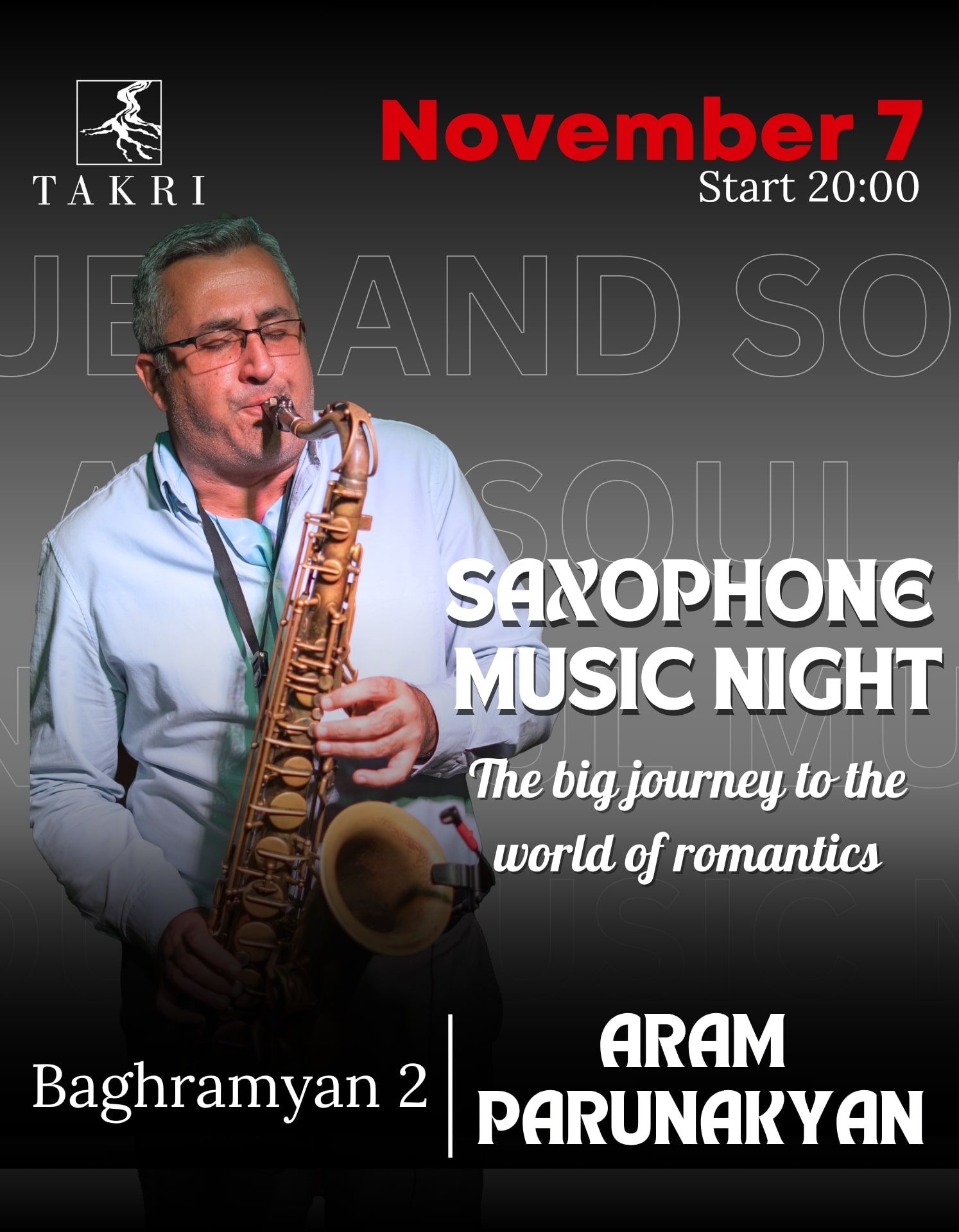 Saxophone music night at Takri | Արամ Պարունակյան