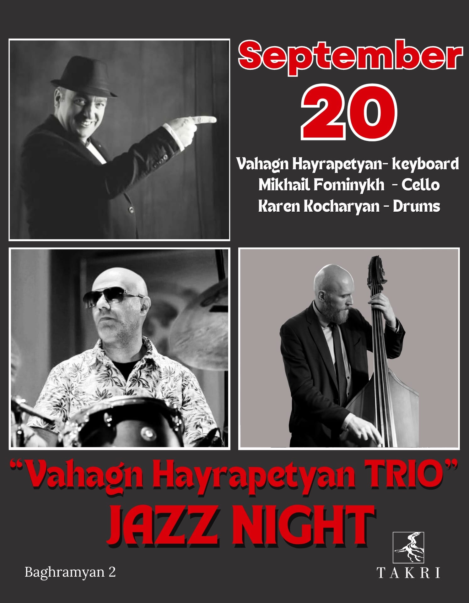 Jazz night at Takri | "Vahagn Hayrapetyan" Trio