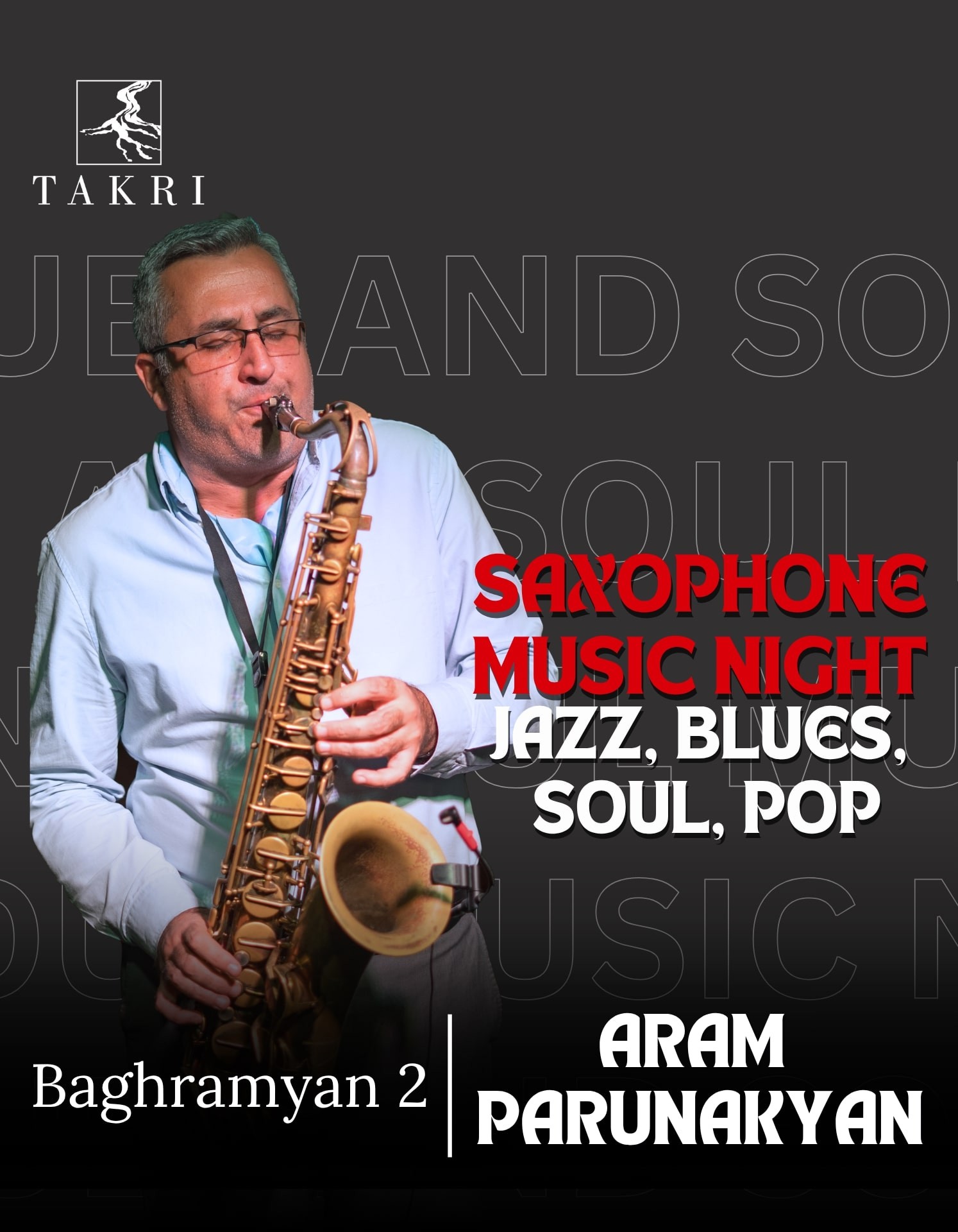 Saxophone music night at Takri | Aram Parunakyan